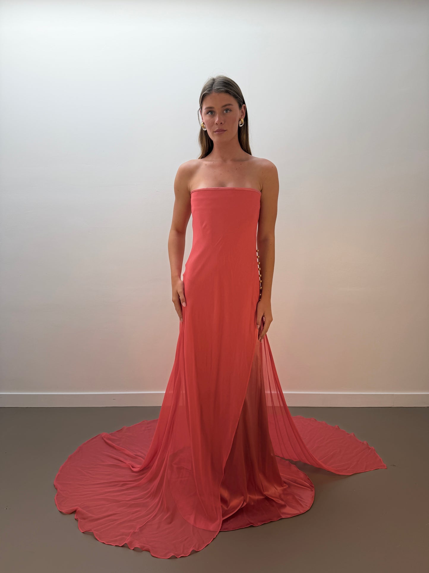Juan Carlos Pinera Silk Gown - Peach (S/M)