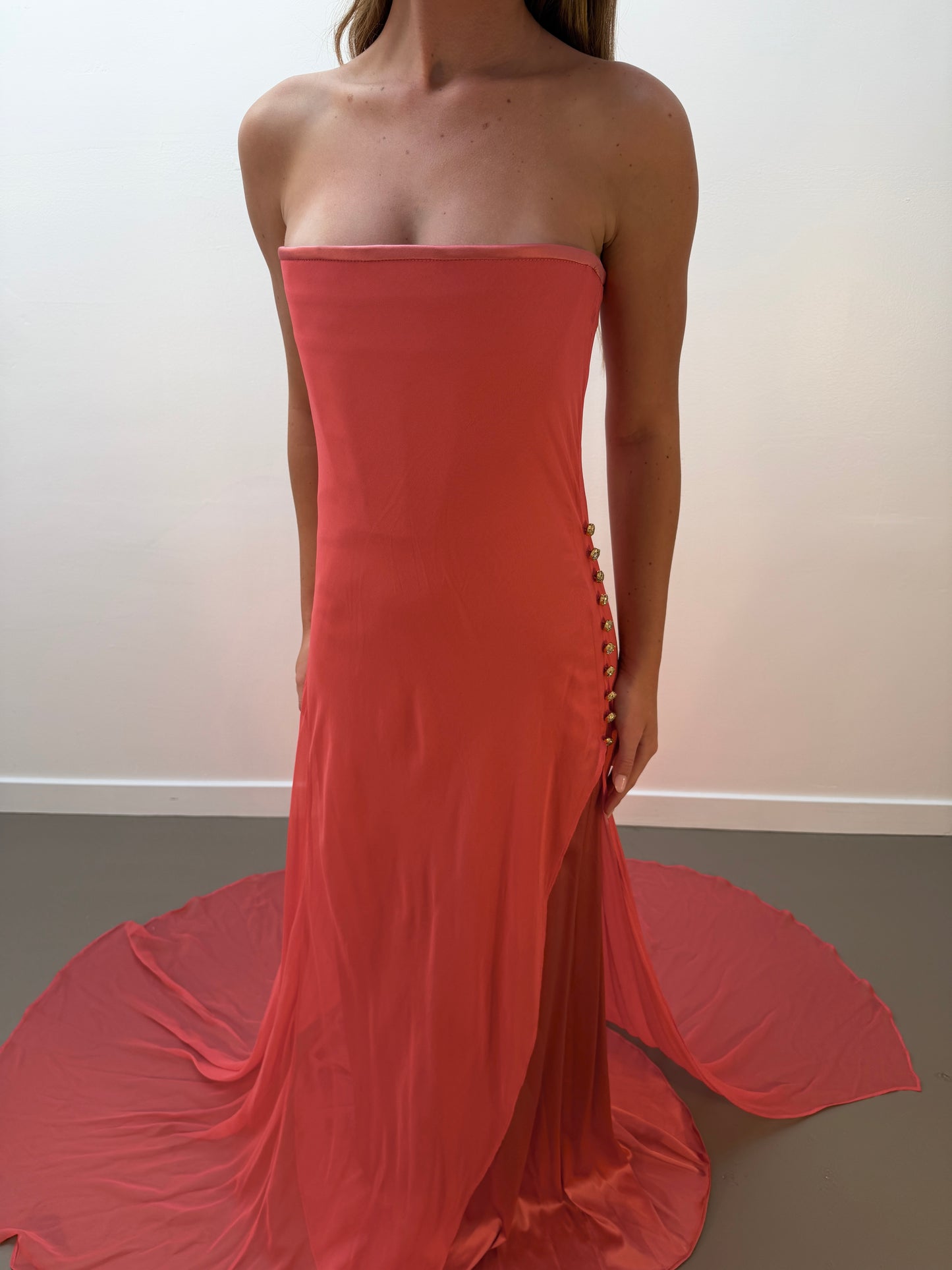Juan Carlos Pinera Silk Gown - Peach (S/M)