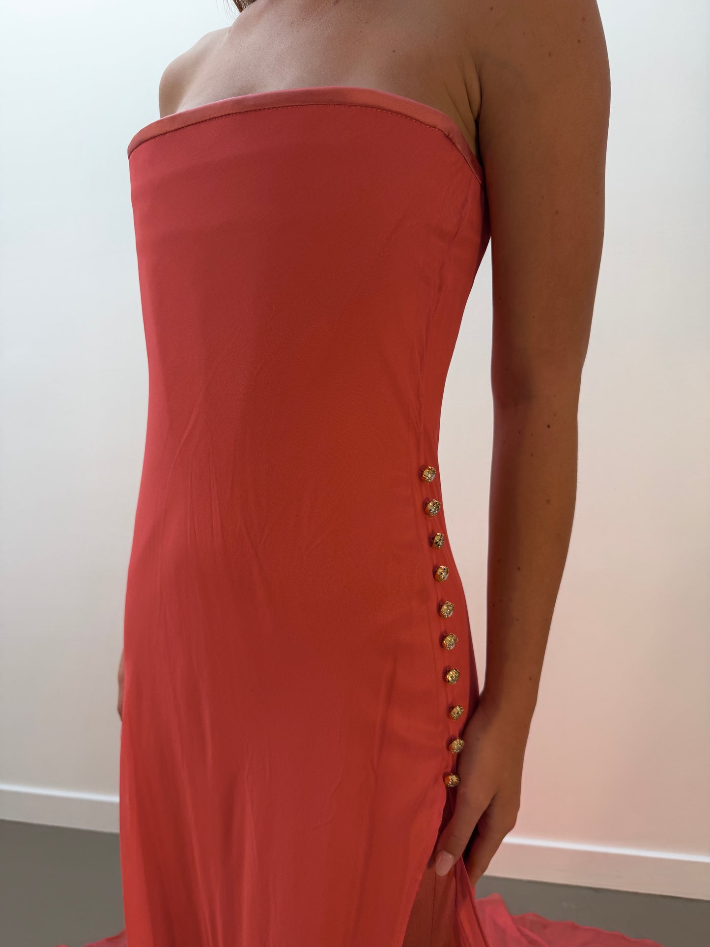 Juan Carlos Pinera Silk Gown - Peach (S/M)