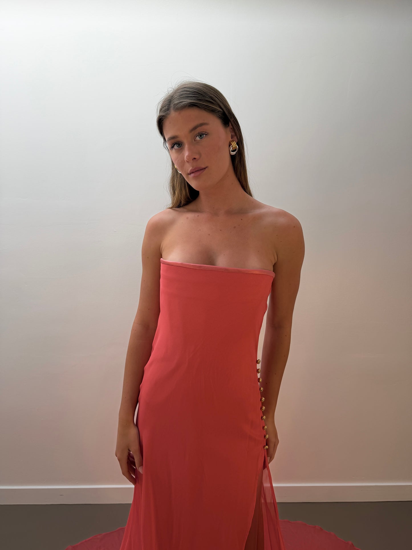 Juan Carlos Pinera Silk Gown - Peach (S/M)