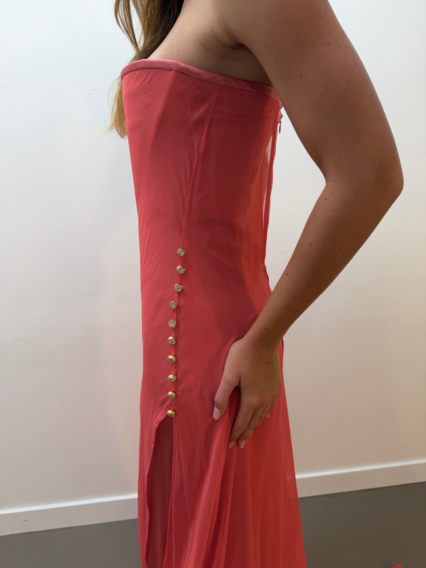 Juan Carlos Pinera Silk Gown - Peach (S/M)