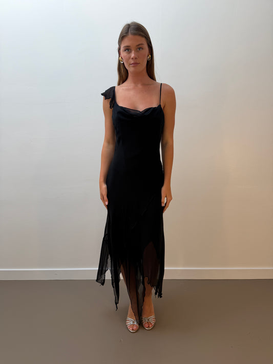 Betsy Johnson Black Silk Gown (XS/S)
