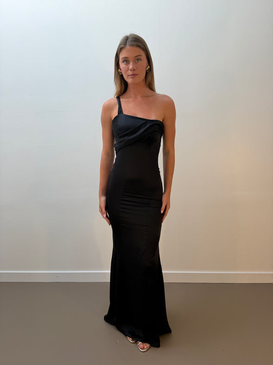 Victoria De Souza Black Silk Gown (XS)
