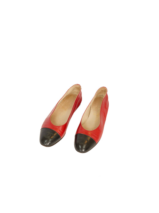 Red & Black Chanel Ballet Flats