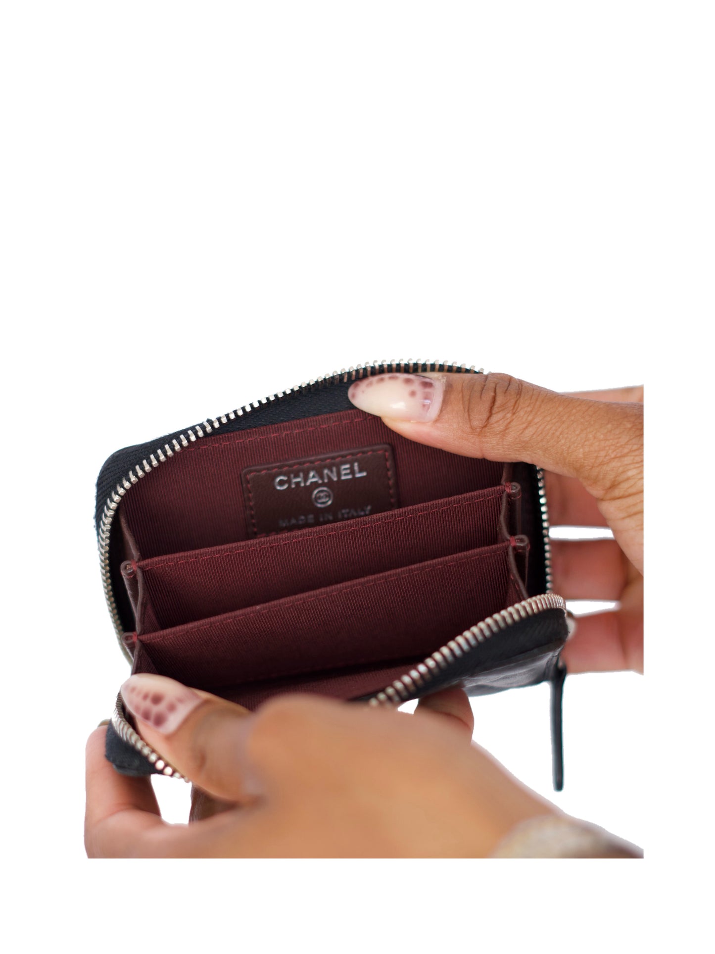 Chanel Quilted Lambskin Wallet - Black & Silver