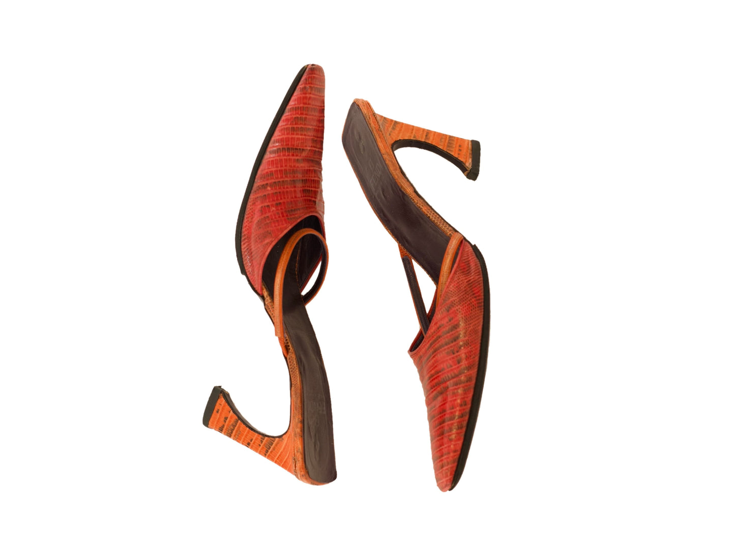 Fendi Python Heels (US 7.5) -  Red & Orange
