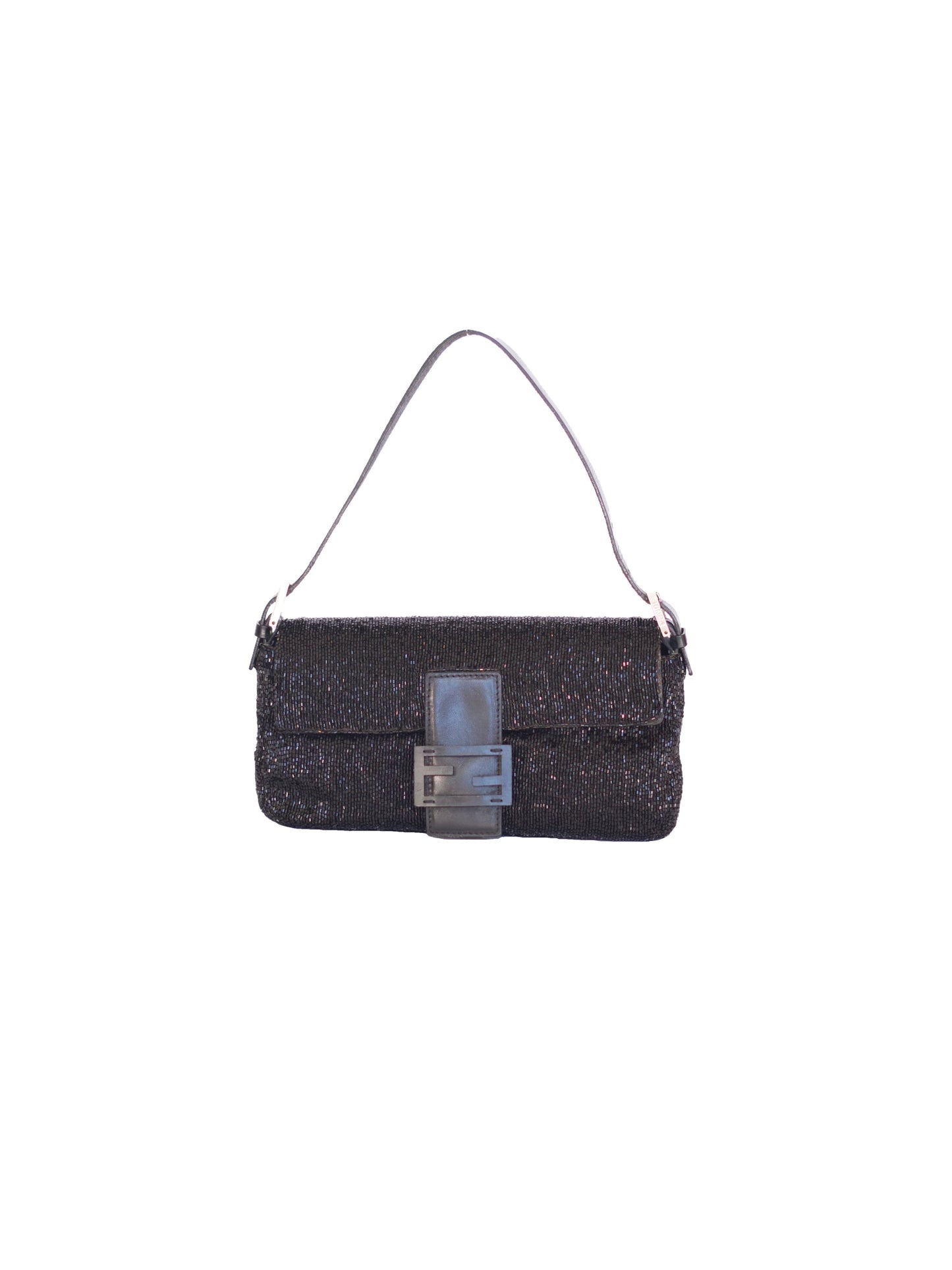 Fendi Black Beaded Baguette Bag