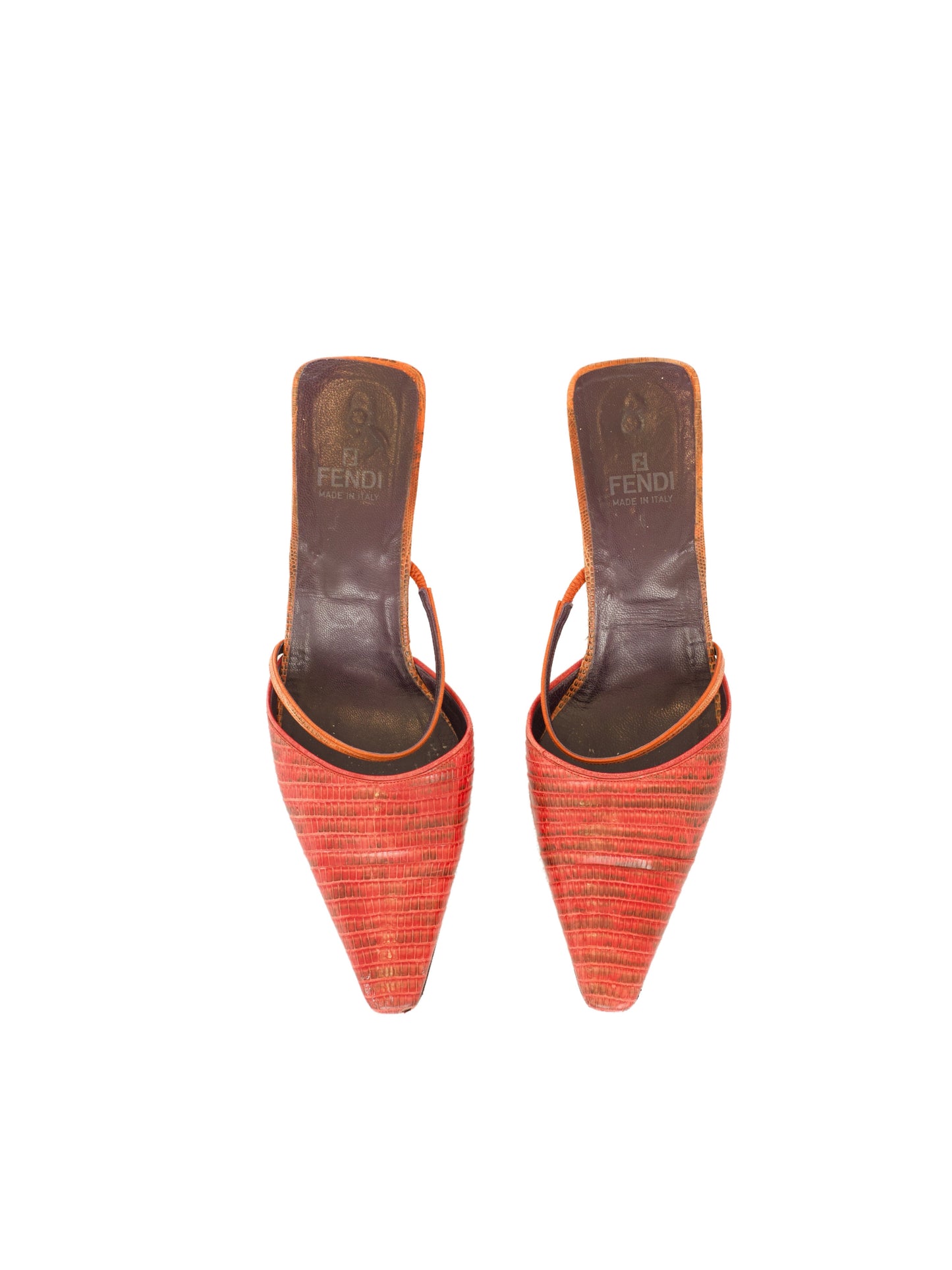 Fendi Python Heels (US 7.5) -  Red & Orange