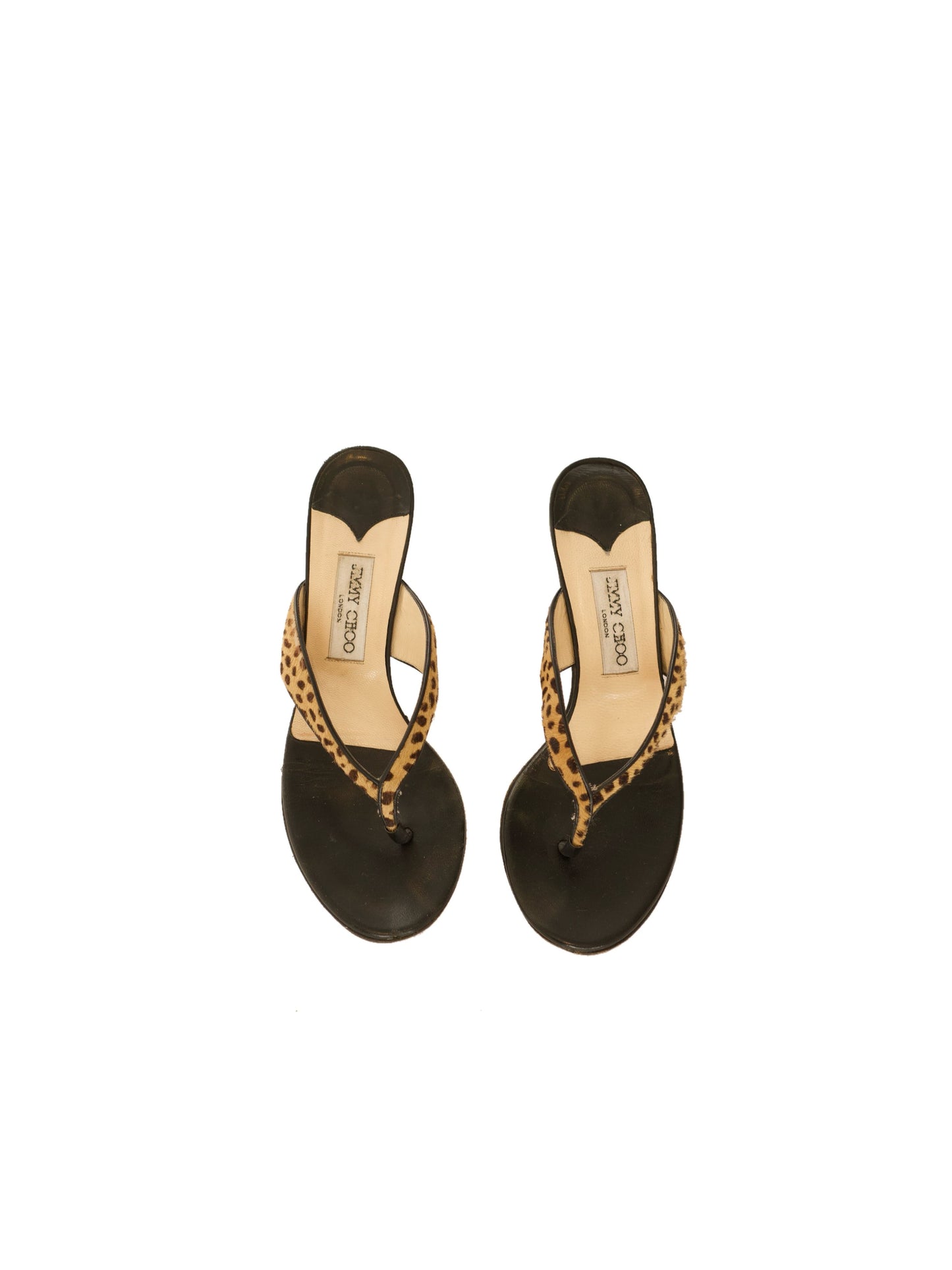 Jimmy Choo Leopard Print Pony Hair Thong Sandals (39)