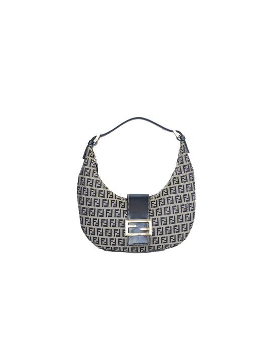 Navy Zucchino Canvas Fendi Mama Baguette Shoulder Bag