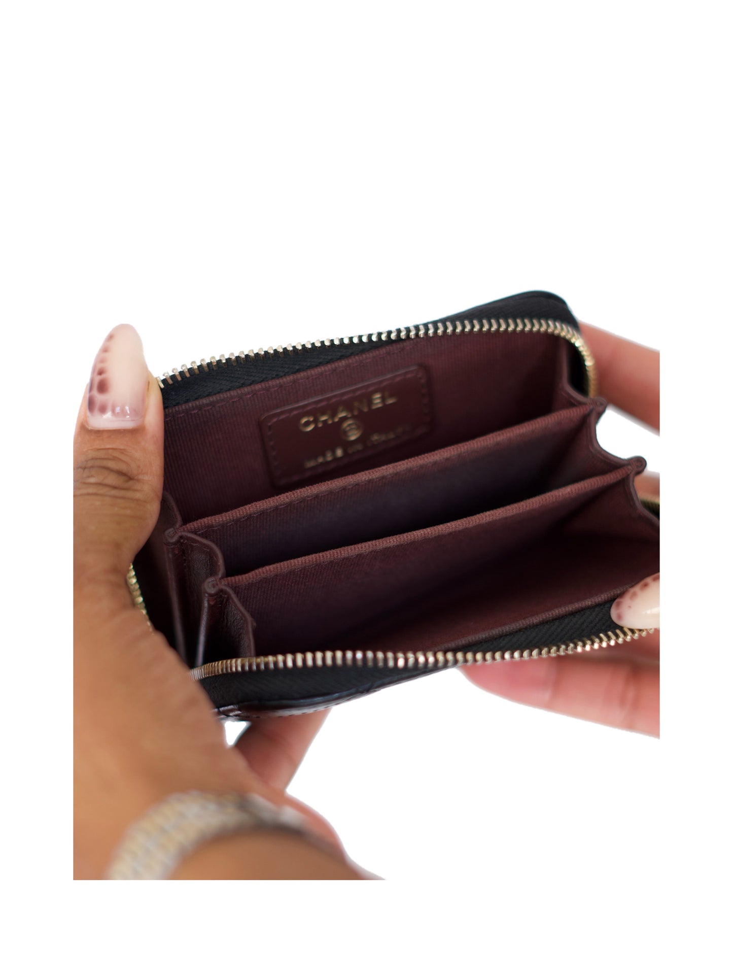 Chanel Quilted Caviar Wallet - Black & Gold