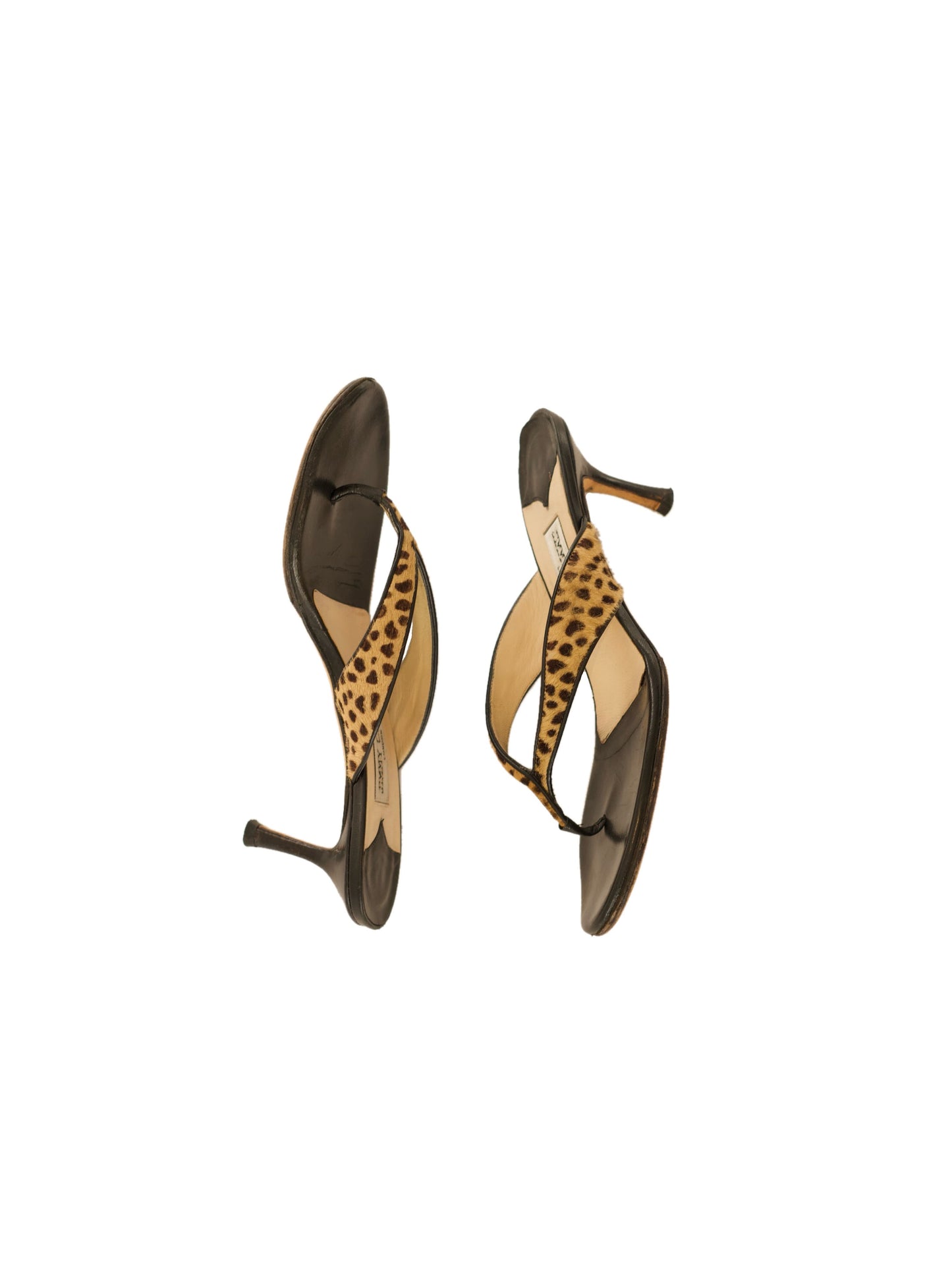 Jimmy Choo Leopard Print Pony Hair Thong Sandals (39)