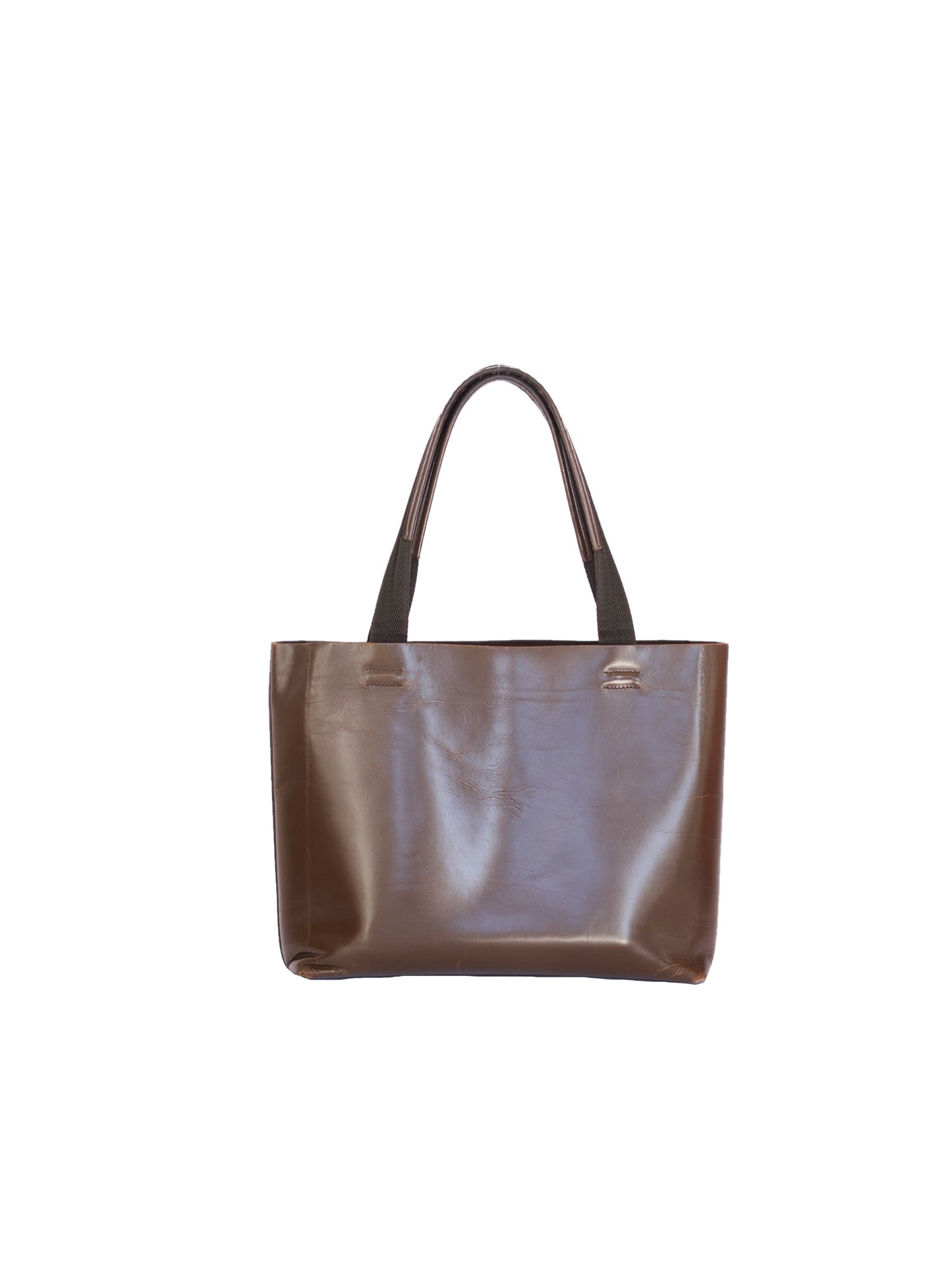 Prada Leather Cutout Tote Bag - Brown