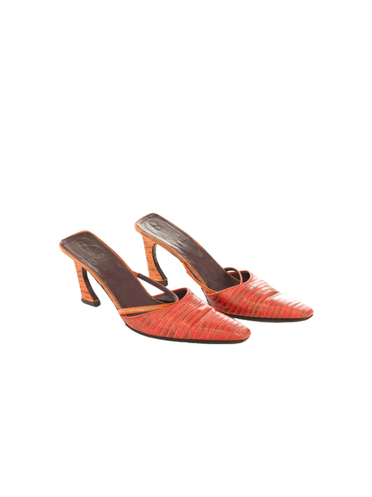 Fendi Python Heels (US 7.5) -  Red & Orange