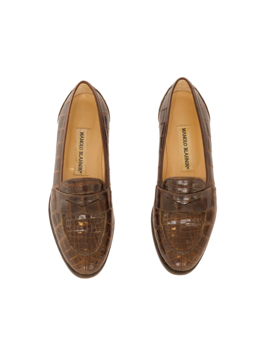 Manolo Blahnik Alligator Loafers (36) - Brown